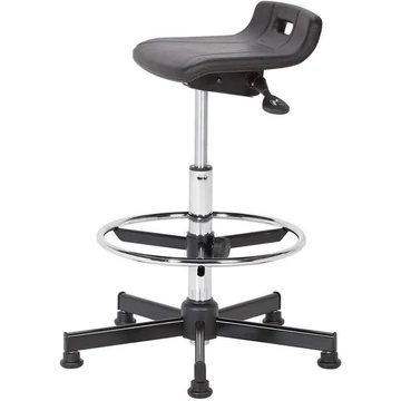 TECHNO munkaszék ülésdőlés beállítással és lábtartó gyűrűvel, PU ülés, fekete