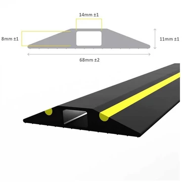 Kábelhíd, hossza 3 m, kábelbevezetés 14 x 8 mm, fekete sárga figyelmeztető csíkokkal
