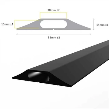 Kábelhíd, hossza 3 m, kábelpersely 30 x 10 mm, fekete