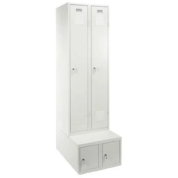 Szekrény, hegesztett, 2 x 400 mm, ajtó színe szürke RAL7035, tárolódobozzal