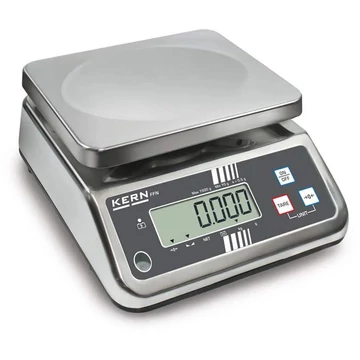 Rozsdamentes acél mérleg por- és fröccsenésgátlóval (IP65), súlytartománya 0,02 - 3,0 kg