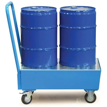 Mobil gyűjtőtál acéllemezből, gyűjtőtérfogat 215 l, ma x sz x mé: 1200x800x425 mm