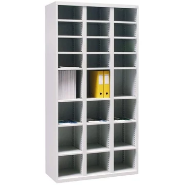 Acélszekrény 24 kis rekesszel, ma x sz x mé: 1990 x 1000 x 435 mm, világosszürke RAL7035