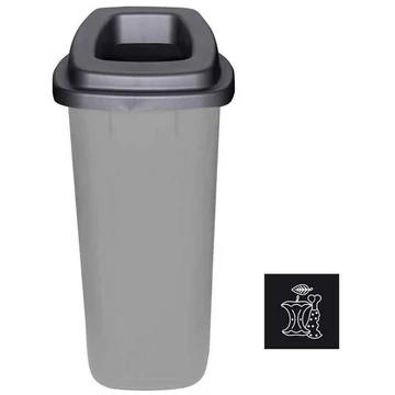 SORT szemeteskuka, műanyagból, 90 l térfogatú, szürke színű, fedele fekete