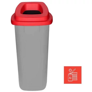SORT szemeteskuka, műanyagból, 90 l térfogatú, szürke színű, fedélpiros