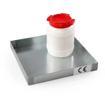 Gyűjtőtálca kis tartályokhoz, horganyzott, perforált lemezrács nélkül, gyűjtőtérfogat 12l, 470 x 470 mm