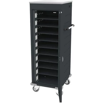 Szekrény noteszgépekhez töltéssel, 10 rekeszes, szélesség x mélység x magasság: 530x500x1250 mm, antracit ház RAL7016 / ajtó szín antracit RAL7016