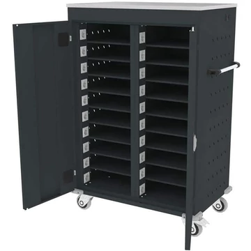 Szekrény noteszgépekhez, töltéssel, 20 rekeszes, szélesség x mélység x magasság: 920x500x1250 mm, antracit ház RAL7016 / ajtó szín antracit RAL7016