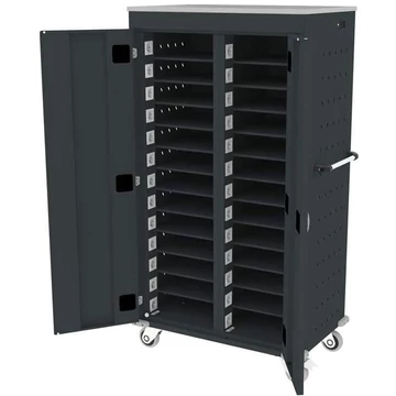 Szekrény noteszgépekhez, töltéssel, 26 rekesz, szélesség x mélység x magasság: 920x500x1540 mm, antracit ház RAL7016 / ajtó szín antracit RAL7016