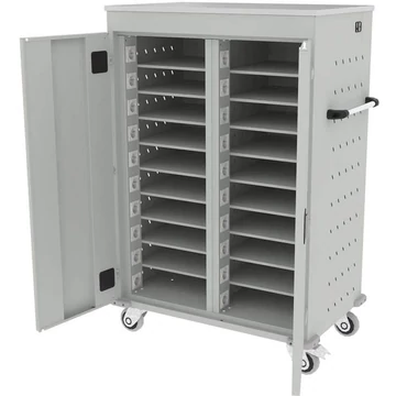 Szekrény noteszgépekhez, töltéssel, 20 rekeszes, szélesség x mélység x magasság: 920x500x1250 mm, ház világosszürke RAL7035 / ajtó színe világosszürke RAL7035