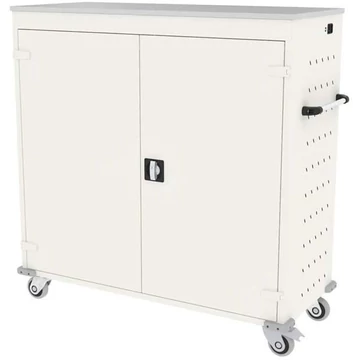 Szekrény noteszgépekhez, töltéssel, 30 rekesz, szélesség x mélység x magasság: 1310x500x1250 mm, ház fehér RAL9010 / ajtó színe fehér RAL9010