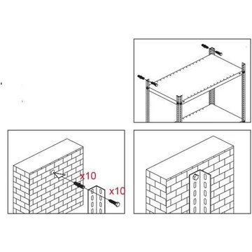Fali rögzítőkészlet csavaros rendszerű polcokhoz, 10 darabos csomag.