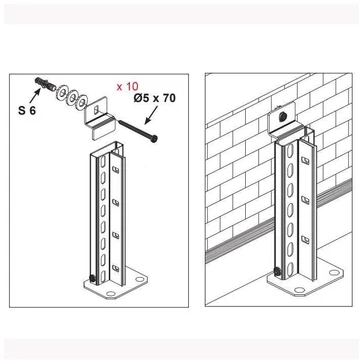 Fali rögzítőkészlet polcokhoz dugaszolható rendszerrel, 10 darabos csomag