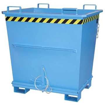 Kúpos tartály alsó ürítéssel, térfogat 1000 l, teherbírás 2000 kg, ma x sz x mé: 1040x1200x1270 mm, kék színű RAL5012