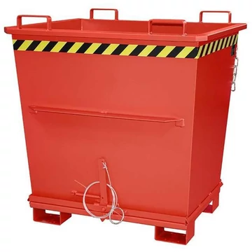 Kúpos tartály alsó ürítéssel, térfogat 1000 l, teherbírás 2000 kg, ma x sz x mé: 1040x1200x1270 mm, szín: vörös RAL3000