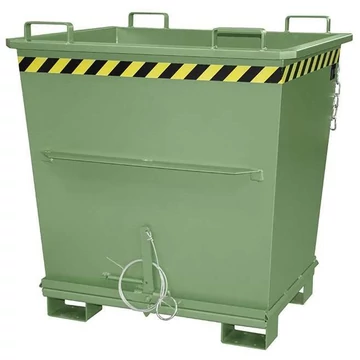 Kúpos tartály fenékürítéssel, térfogat 1000 l, terhelés 2000 kg, ma x sz x mé: 1040x1200x1270 mm, zöld színű RAL6011