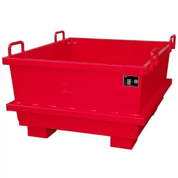 Kúpos acéltartály, egymásra rakható, térfogata 500 l, ma x sz x mé: 1040x1200x680 mm, piros szín RAL3000