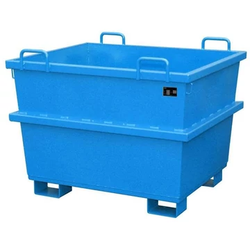 Kúpos acéltartály, egymásra rakható, űrtartalom 750 l, ma x sz x mé: 1040x1200x955 mm, kék szín RAL5012