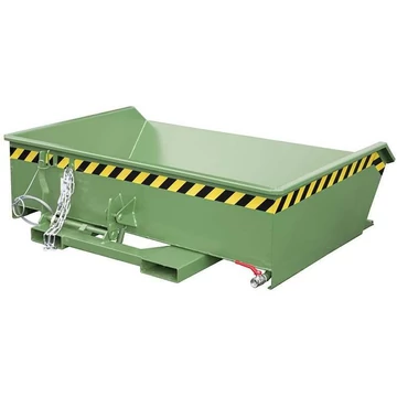 Mini billenő tartály szitalappal, lefolyócsappal, térfogat 610 l, teherbírás 1000 kg, ma x sz x mé: 1385x1680x450 mm, zöld szín RAL6011