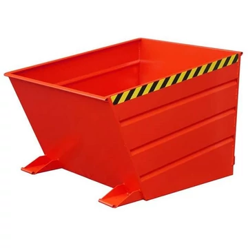 Alacsony öntési élű billentőedény, térfogat 650 l, ma x sz x mé: 1445x800x890 mm, piros szín RAL3000