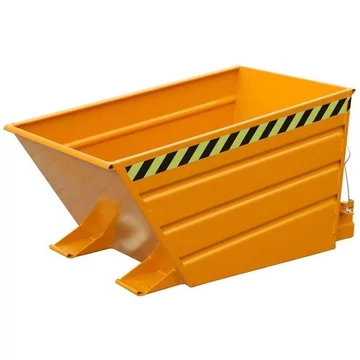 Alacsony öntési élű billenős tartály, térfogat 500 l, ma x sz x mé: 1375x800x730 mm, narancssárga színű RAL2000