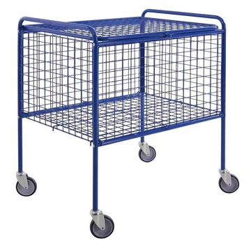 Dróthálós kocsi fedéllel, teherbírása 100 kg, ma x sz x mé: 800x600x915 mm, porszórt kék