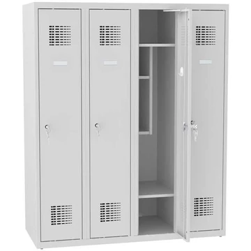 Iskolai öltözőszekrény, sz x mé x ma: 1200x500x1450 mm, forgóreteszes zár, test szürke RAL7035 / ajtó színe szürke RAL7035