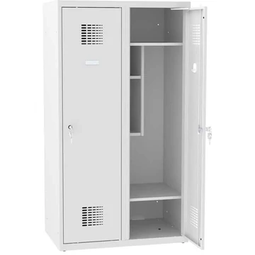 Iskolai öltözőszekrény, szélesség x mélység x magasság: 800x500x1450 mm, forgatható zár, test szürke RAL7035 / ajtó színe szürke RAL7035