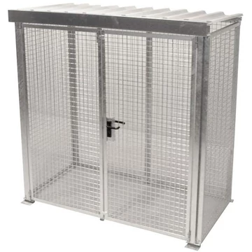 Gáztartály, tetővel, dupla ajtóval, max. Villog 32 x O 230 mm, ma x sz x mé: 2100x1085x2160 mm, tűzihorganyzott