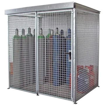 Gáztartály, tetővel, egyszárnyú ajtó, max. Villog 48 x O 230 mm, ma x sz x mé: 2100x1500x2160 mm, tűzihorganyzott