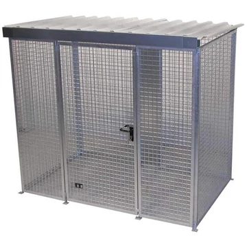 Gáztartály, tetővel, egyszárnyú ajtó, max. Villog 60 x O 230 mm, ma x sz x mé: 2400x1500x2160 mm, tűzihorganyzott