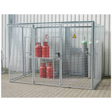 Gáztartály, tető nélkül, egyszárnyú ajtó, max. Villog 104 x O 230 mm, ma x sz x mé: 3100x2100x2070 mm, tűzihorganyzott