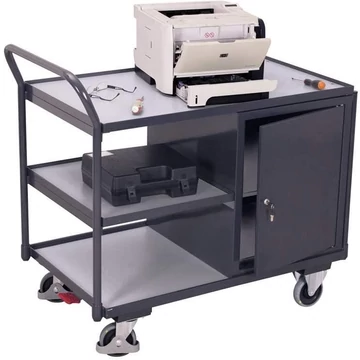 ESD műhelykocsi VARIOfit, rakfelület 985 x 590 mm, 2 polc, 1 szekrény