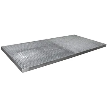 Padlóvédő tálca, horganyzott, gyűjtőtérfogat 172 l, ma x sz x mé: 2850x1350x78 mm