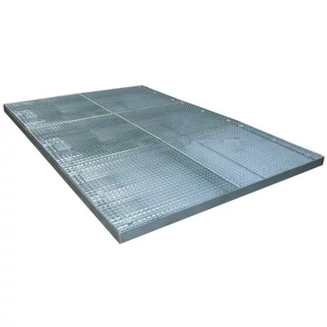 Padlóvédő tálca, horganyzott, gyűjtőtérfogat 242 l, ma x sz x mé: 2850x1900x78 mm