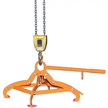 Hordófogó 200l-es acél hordókhoz, 4 pontos rögzítő rendszer, teherbírás 350 kg, narancssárga színű RAL2000