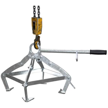 Hordófogó 220l-es fedéllel ellátott műanyag hordókhoz, 4 pontos rögzítő rendszer, teherbírás 350 kg, horganyzott