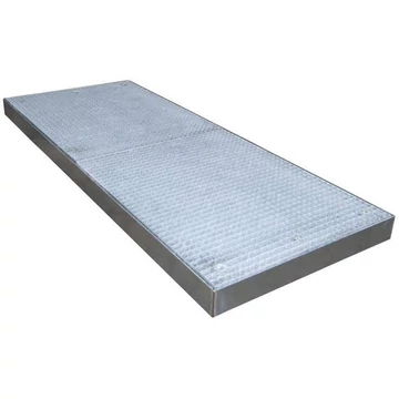 Padlóvédő tálca, jóváhagyással, horganyzott, gyűjtőtérfogat 223 l, ma x sz x mé: 2500x1000x123 mm