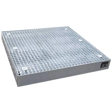 Padlóvédő tálca, jóváhagyással, horganyzott, gyűjtőtérfogat 80 l, ma x sz x mé: 1000x1000x123 mm