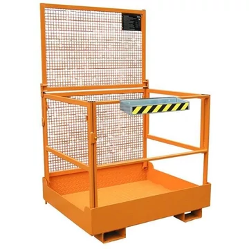 1000 x 1200 mm-es emelőkosár targoncákhoz, összecsukható, teherbírása 300 kg, narancssárga RAL2000