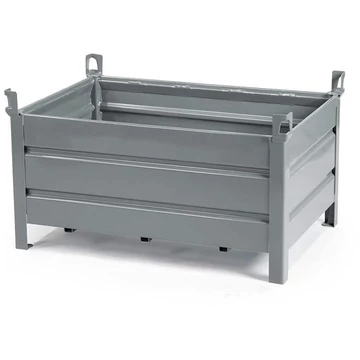 Rakodótartály, 1200 x 800 mm, 4 tömör fal, szürke színű RAL7005