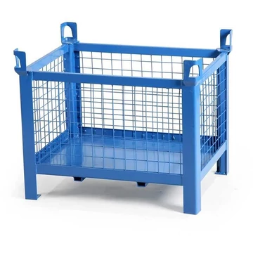 Rakótartály, 800 x 600 mm, 4 rácsos fal, kék színű RAL5010