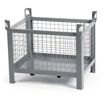 Rakótartály, 800 x 600 mm, 4 rácsos fal, szürke színű RAL7005