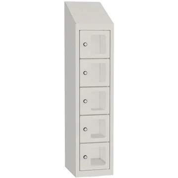 Minibox, 5 rekesz kilátóablakkal, befoglaló méretek (ma x sz x mé): 1090x240x300 mm, szín világosszürke RAL7035