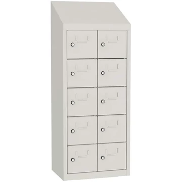 Minibox, 10 rekeszes, teljes ajtó, befoglaló méretek (ma x sz x mé): 1090x430x300 mm, szín világosszürke RAL7035