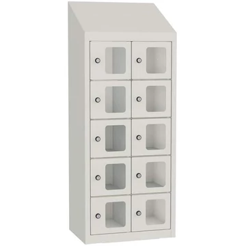 Minibox, 10 rekesz ablakkal, befoglaló méretek (ma x sz x mé): 1090x430x300 mm, szín világosszürke RAL7035