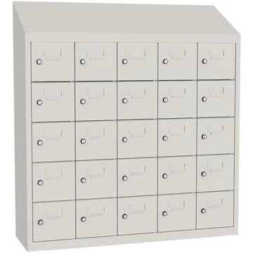 Minibox, 25 rekesz, teljes ajtó, befoglaló méretek (ma x sz x mé): 1090x1000x300 mm, szín világosszürke RAL7035