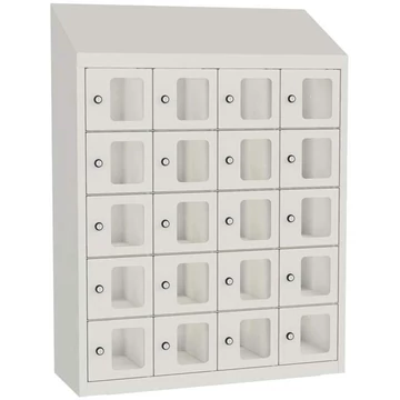 Minibox, 20 rekesz kilátóablakkal, befoglaló méretek (ma x sz x mé): 1090x810x300 mm, szín világosszürke RAL7035