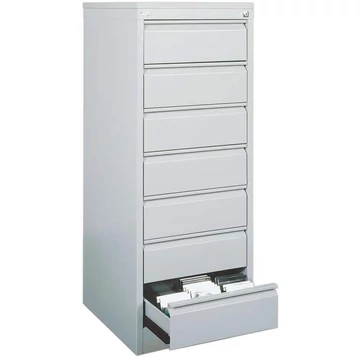 CD és DVD tároló fém szekrény, 7 fiók, ma x sz x mé: 1285x505x565 mm, szín szürke RAL7035