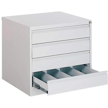 Iratszekrény az A6 fájlok függesztéséhez - vízszintes, 4 fiók, 4 kétirányú sín, ma x sz x mé: 715x775x630 mm, szín szürke RAL7035